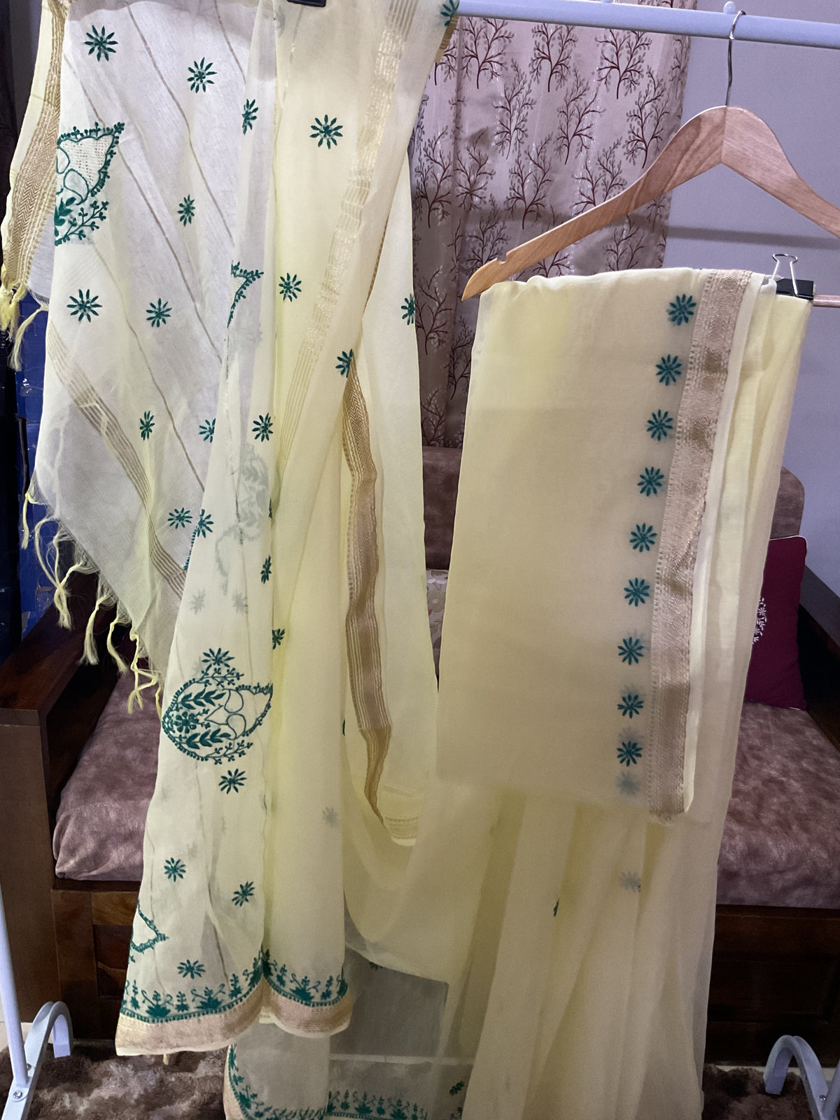 Maheshwari Cotton Saree with Chikankari
