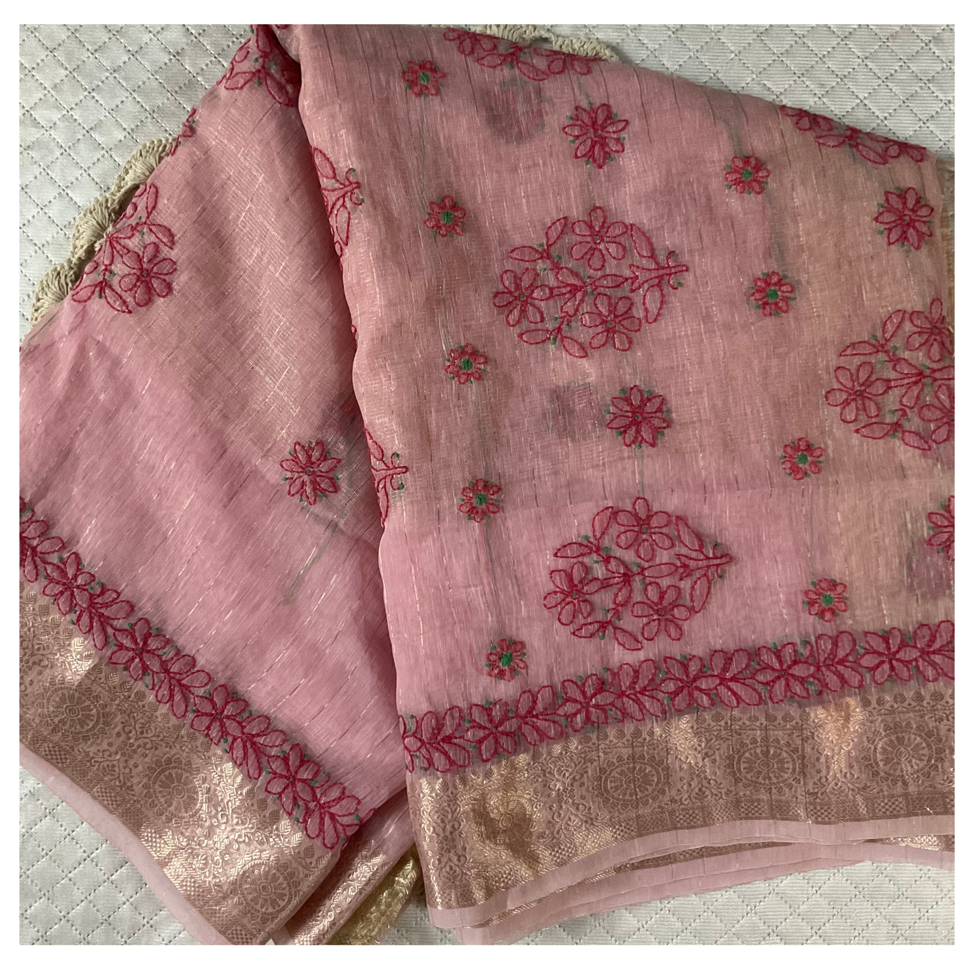 Kota Chanderi Saree with Chikankari