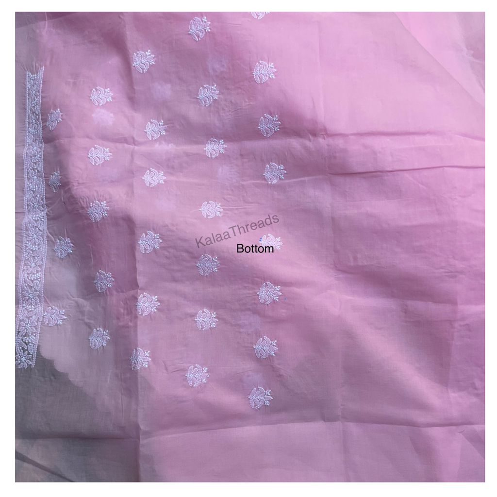 Pure Cotton unstitched Suit set with Chikankari