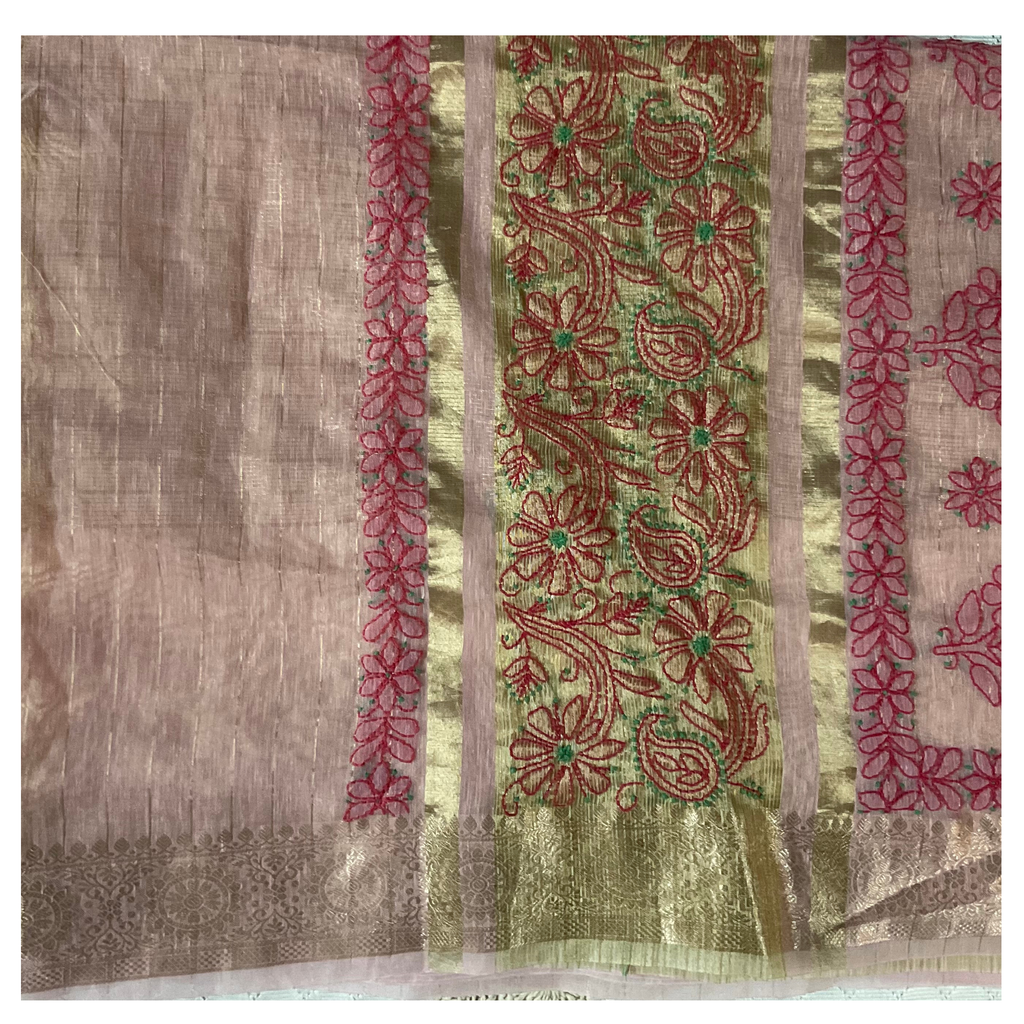 Kota Chanderi Saree with Chikankari