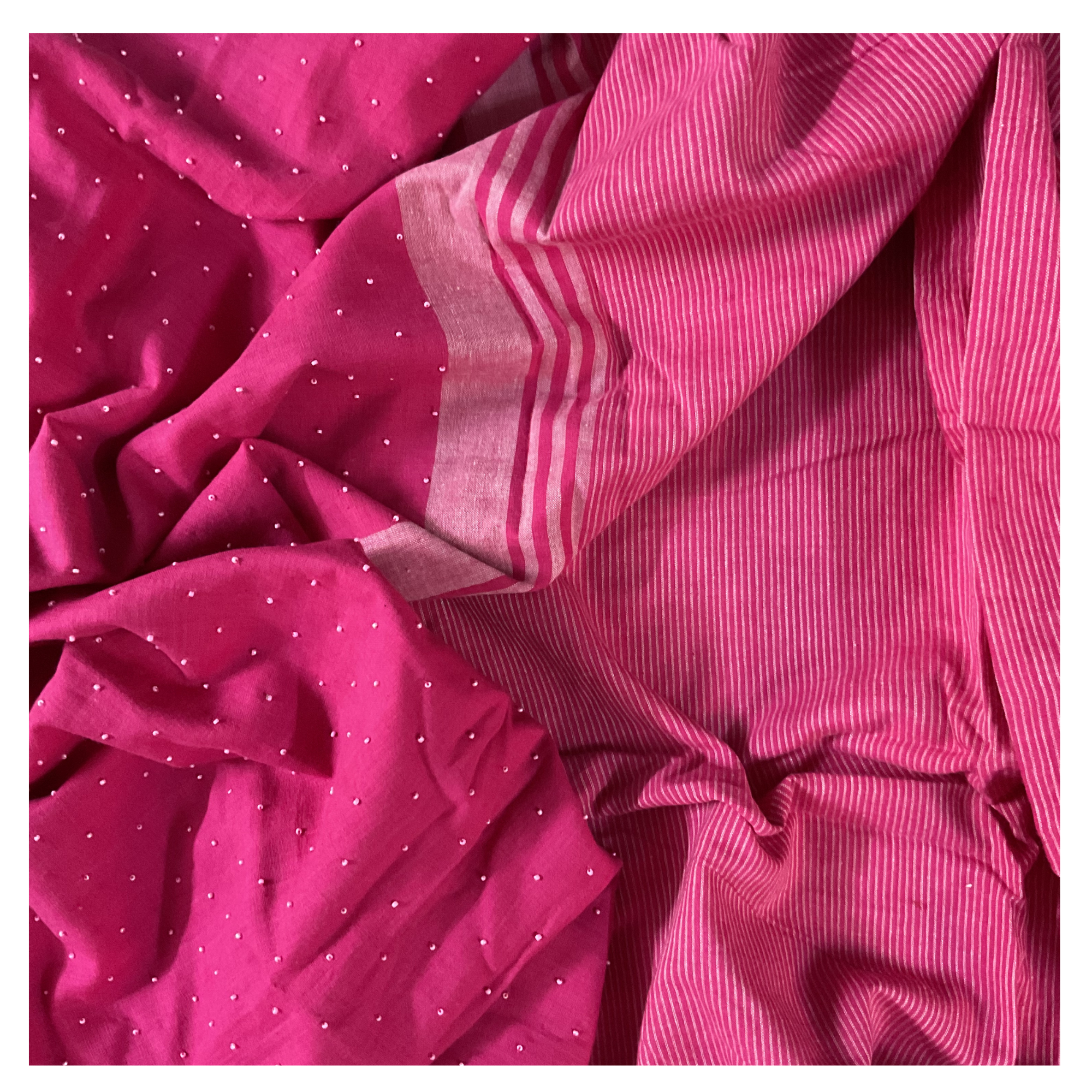 Handloom Cotton Saree with zardozi beads work