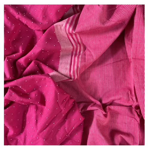 Handloom Cotton Saree with zardozi beads work