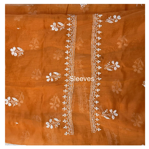 Chanderi unstitched kurta material with Chikankari