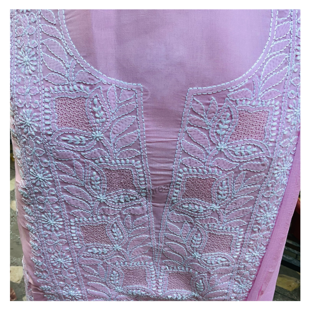 Pure Cotton unstitched Suit set with Chikankari