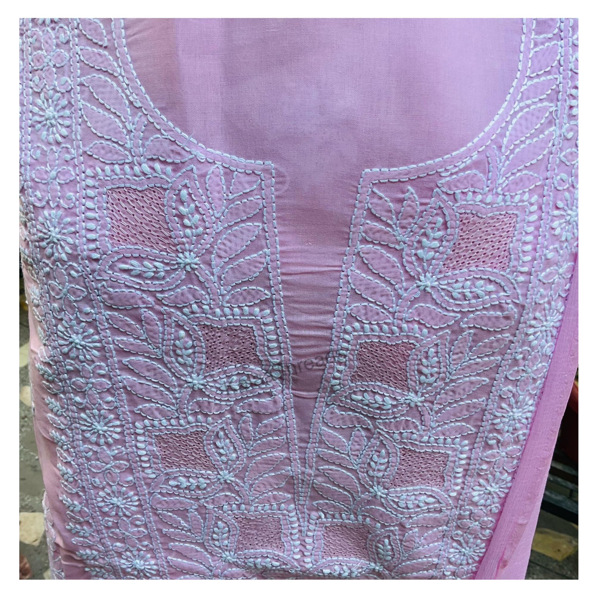 Pure Cotton unstitched Suit set with Chikankari