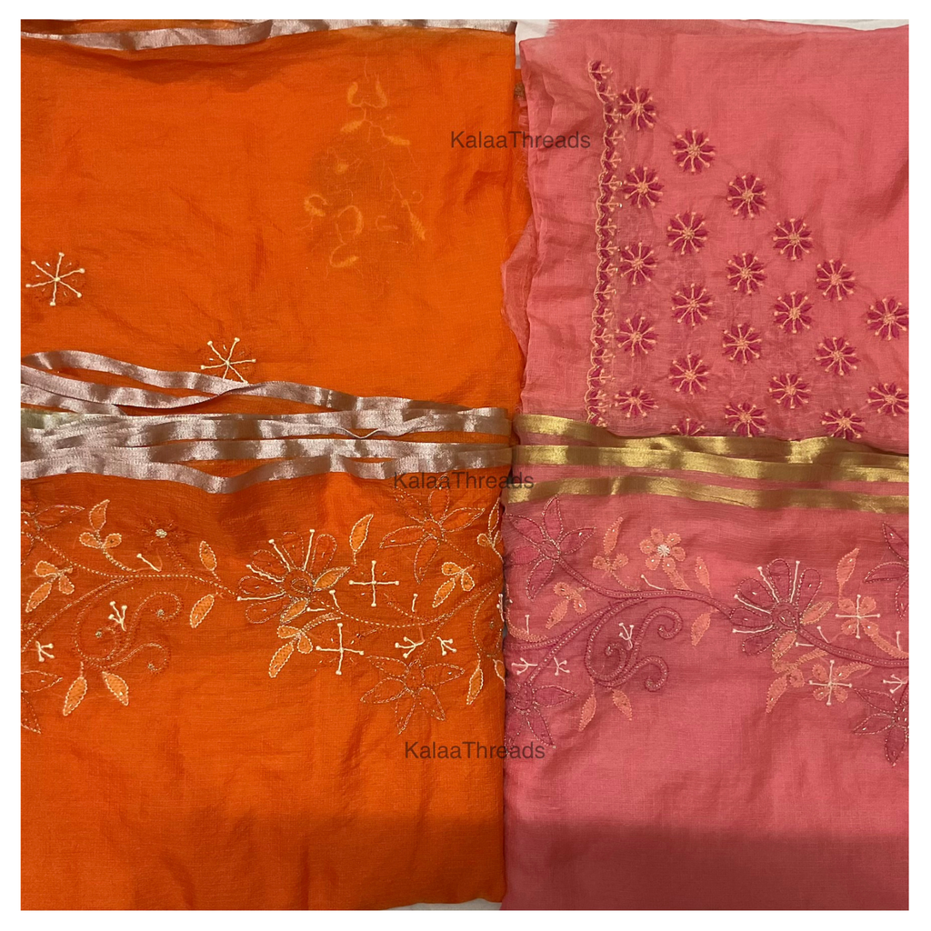 Ombre dyed Manipuri Kota Silk Saree With Chikankari and Zardozi
