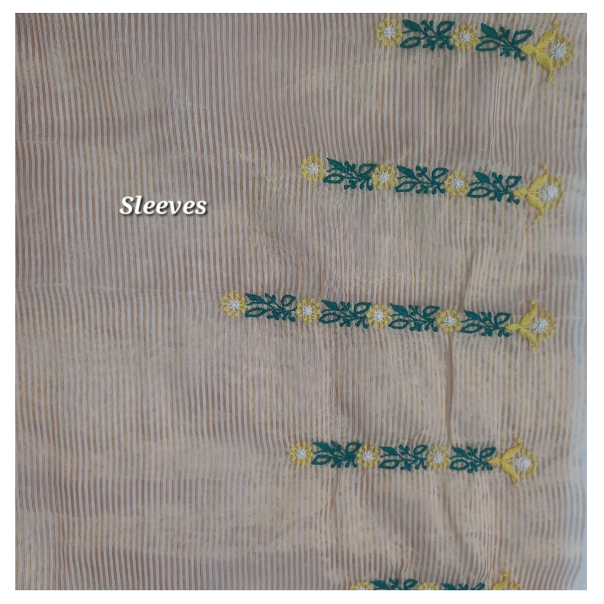 Zari Stripes unstitched Kurta with bandhani dupatta having Chikankari