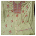Chanderi unstitched kurta and dupatta with coloured thread Chikankari