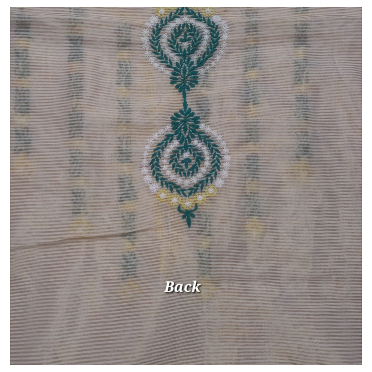 Zari Stripes unstitched Kurta with bandhani dupatta having Chikankari