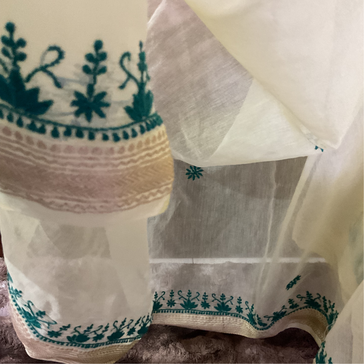 Maheshwari Cotton Saree with Chikankari