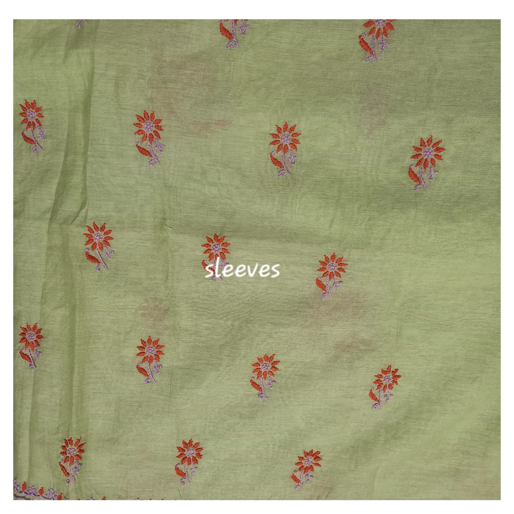 Chanderi unstitched kurta and dupatta with coloured thread Chikankari
