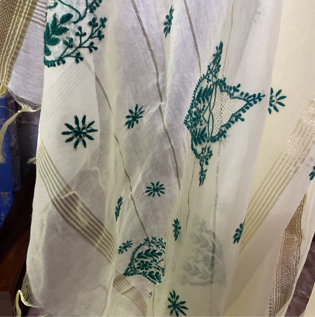 Maheshwari Cotton Saree with Chikankari